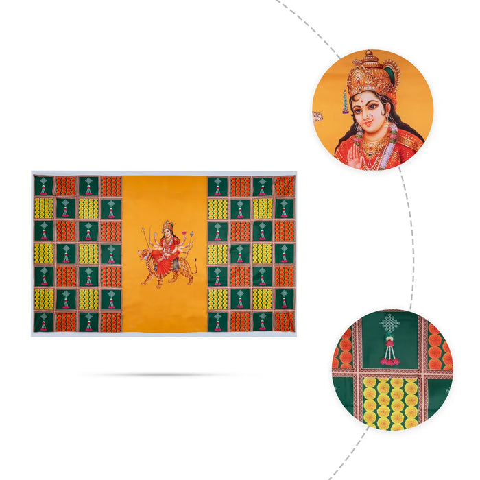 Pooja Room Screen - 5 X 8 Feet | Satin Curtain/ Temple Screen/ Assorted Design Pooja Curtain