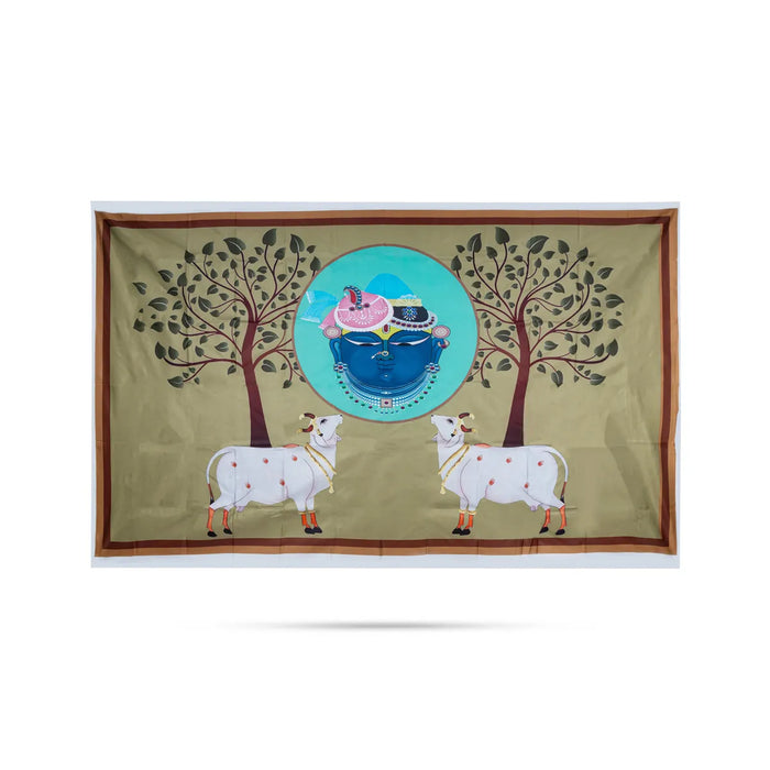 Pooja Room Screen - 5 X 8 Feet | Satin Curtain/ Temple Screen/ Assorted Design Pooja Curtain