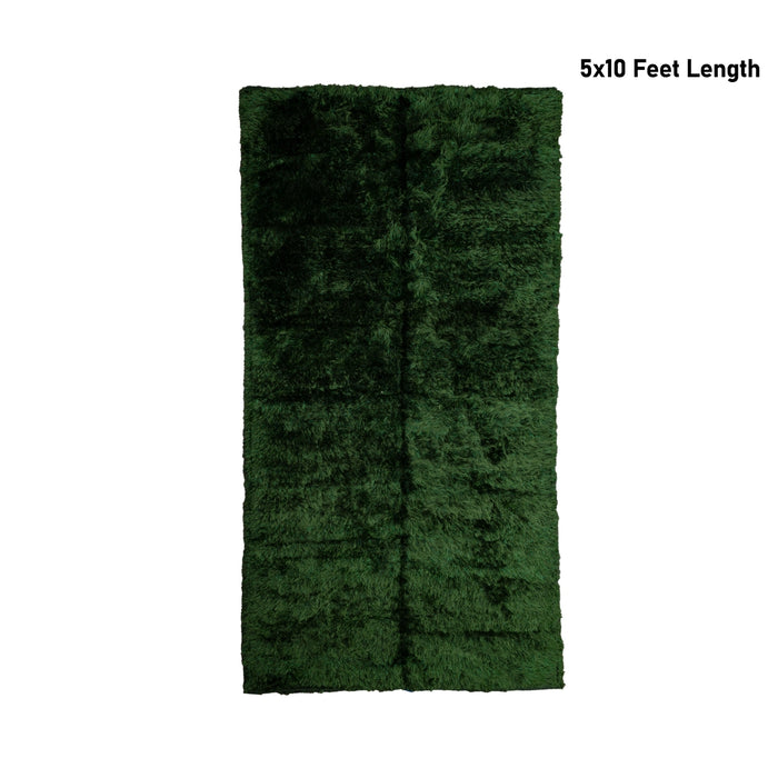 Green Shaggy Carpet - 5 x 10 Feet | Soft Floor Mat / Decorative Carpet For Home