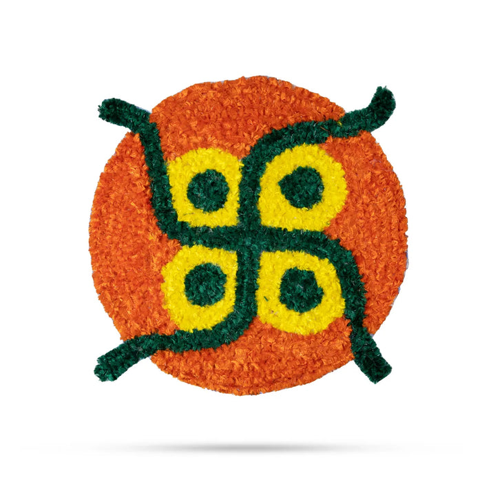 Canvas Rangoli Mat - 12 Inch Dia | Printed Rangoli Mat/ Reusable Floor Rangoli For Pooja Decor