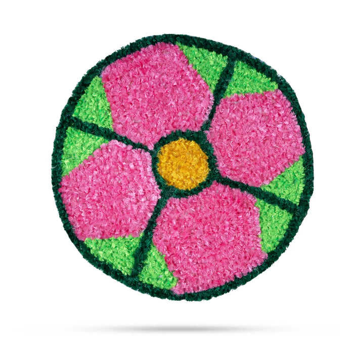 Canvas Rangoli Mat - 12 Inch Dia | Printed Rangoli Mat/ Reusable Floor Rangoli For Pooja Decor