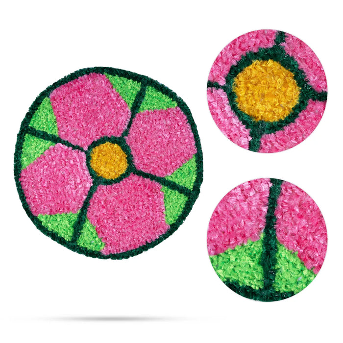 Canvas Rangoli Mat - 12 Inch Dia | Printed Rangoli Mat/ Reusable Floor Rangoli For Pooja Decor