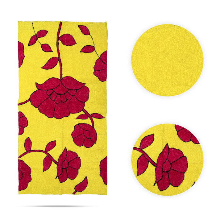 Floral Rangoli Mat - 4 x 8 Feet | Large Canvas Floor Mat / Decorative Mat For Festival & Pooja Use
