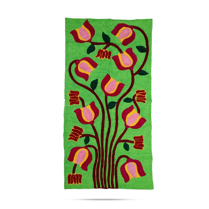 Floral Rangoli Mat - 4 x 8 Feet | Large Canvas Floor Mat / Decorative Mat For Festival & Pooja Use