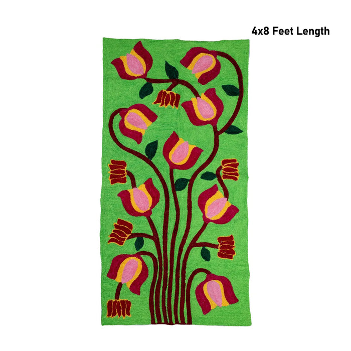 Floral Rangoli Mat - 4 x 8 Feet | Large Canvas Floor Mat / Decorative Mat For Festival & Pooja Use