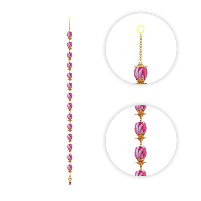 Side Toran - 37 Inches | Beads With Rose Design Thoran/ Artificial Flower Toran for Home Decor