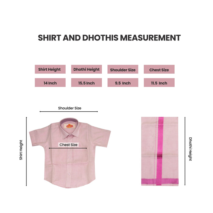 Veshti Shirt Pair | Size 0 To 2/ Traditional Dress/ Velcro Dhoti Shirt For Boys Festival Wear/ Assorted Colour