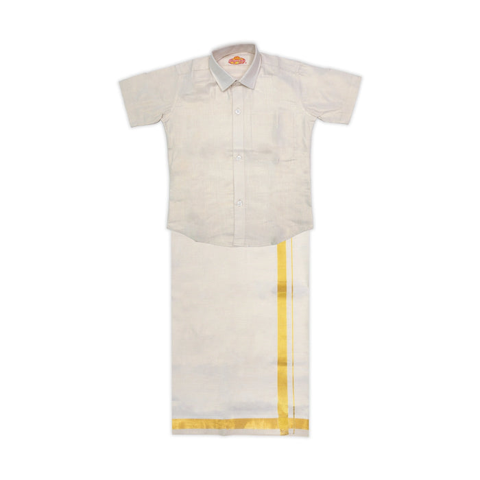 Veshti Shirt Pair | Size 0 To 2/ Traditional Dress/ Velcro Dhoti Shirt For Boys Festival Wear/ Assorted Colour