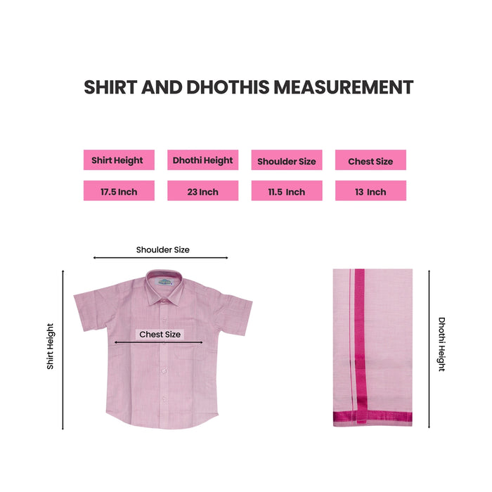 Veshti Shirt Pair | Size 3 - 4/ Traditional Dress/ Velcro Dhoti Shirt For Boys Festival Wear/ Assorted Colour