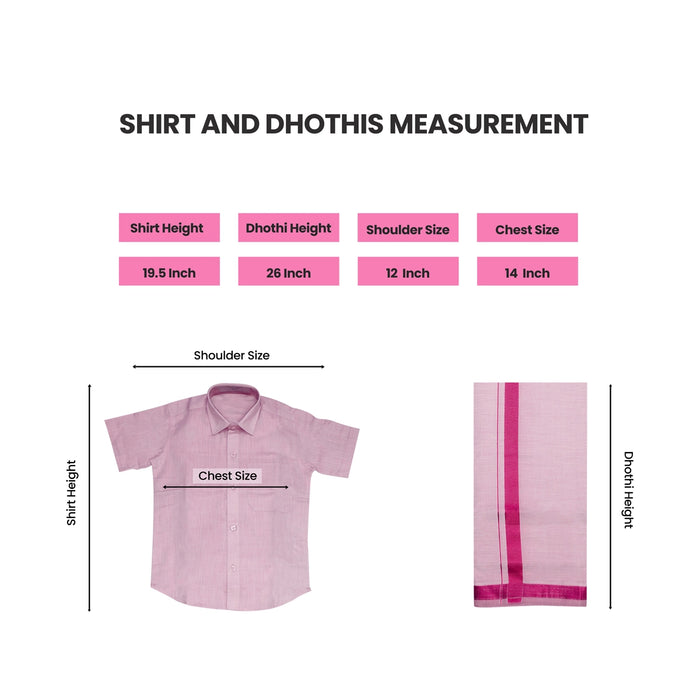 Veshti Shirt Pair | Size 5/ Traditional Dress/ Velcro Dhoti Shirt For Boys Festival Wear/ Assorted Colour