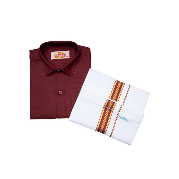 Veshti Shirt Pair | Size 13 - 14/ Traditional Dress/ Velcro Dhoti Shirt For Boys Festival Wear/ Assorted Colour