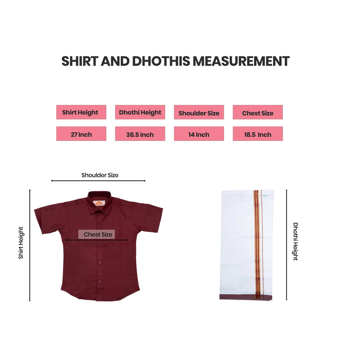 Veshti Shirt Pair | Size 13 - 14/ Traditional Dress/ Velcro Dhoti Shirt For Boys Festival Wear/ Assorted Colour