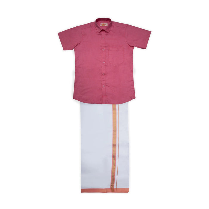 Veshti Shirt Pair | Size 13 - 14/ Traditional Dress/ Velcro Dhoti Shirt For Boys Festival Wear/ Assorted Colour