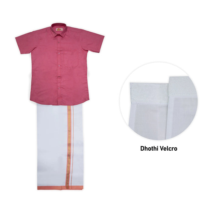 Veshti Shirt Pair | Size 13 - 14/ Traditional Dress/ Velcro Dhoti Shirt For Boys Festival Wear/ Assorted Colour
