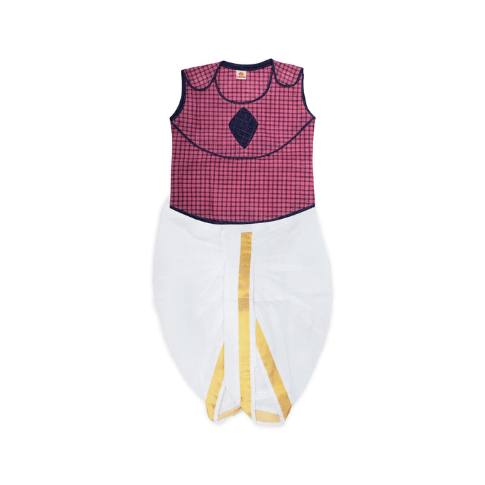 Readymade Panchakacham Dhoti Pair - Size 6 Months | Cotton Panchakajam/ Traditional Dress For Functions