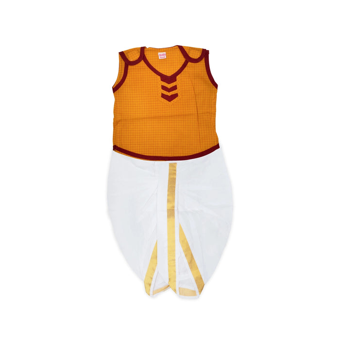 Readymade Panchakacham Dhoti Pair - Size 6 Months | Cotton Panchakajam/ Traditional Dress For Functions
