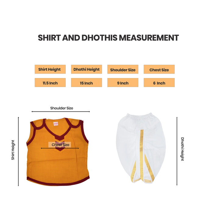 Readymade Panchakacham Dhoti Pair - Size 6 Months | Cotton Panchakajam/ Traditional Dress For Functions