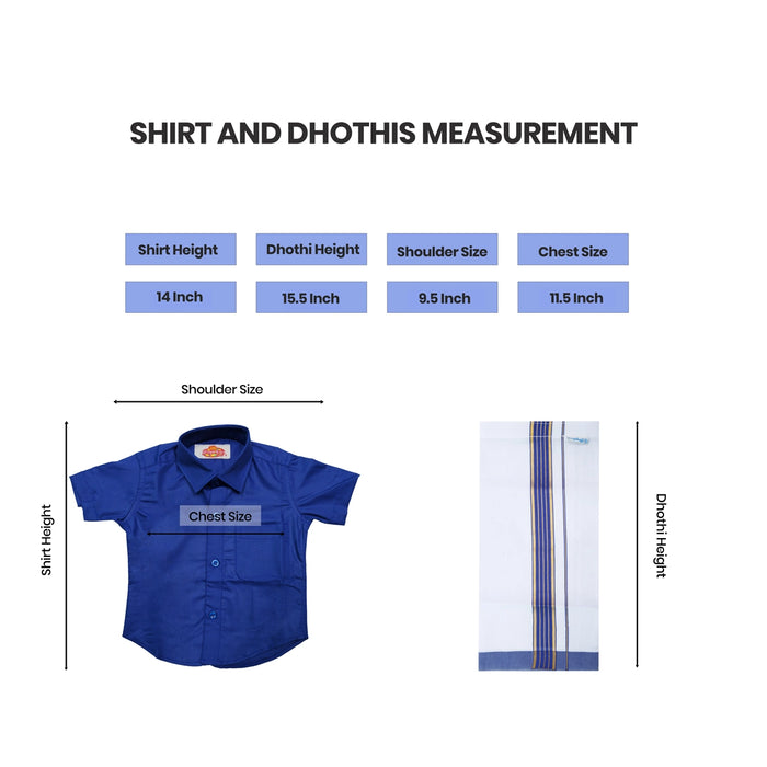 Veshti Shirt Pair | Size 0/ Traditional Dress/ Velcro Dhoti Shirt For Boys Festival Wear/ Assorted Colour