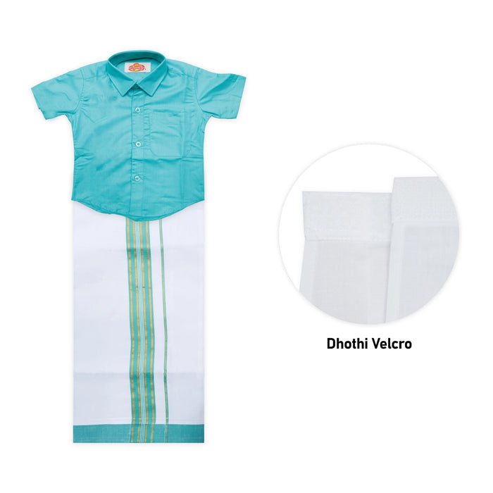 Veshti Shirt Pair | Size 0/ Traditional Dress/ Velcro Dhoti Shirt For Boys Festival Wear/ Assorted Colour