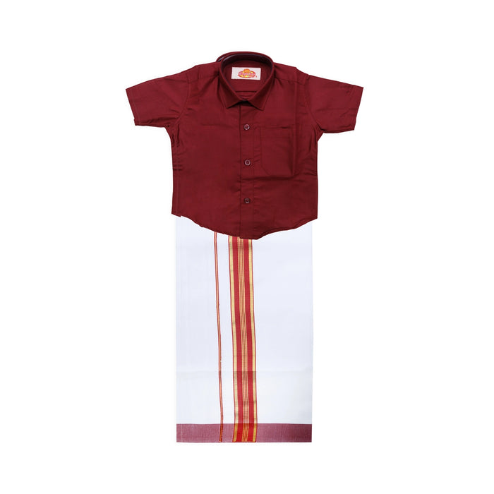 Veshti Shirt Pair | Size 0/ Traditional Dress/ Velcro Dhoti Shirt For Boys Festival Wear/ Assorted Colour