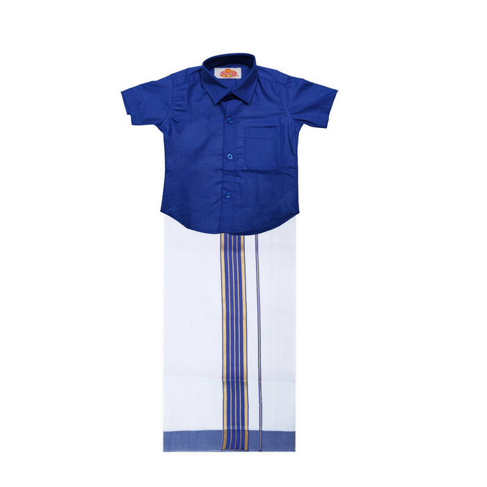 Veshti Shirt Pair | Size 0/ Traditional Dress/ Velcro Dhoti Shirt For Boys Festival Wear/ Assorted Colour