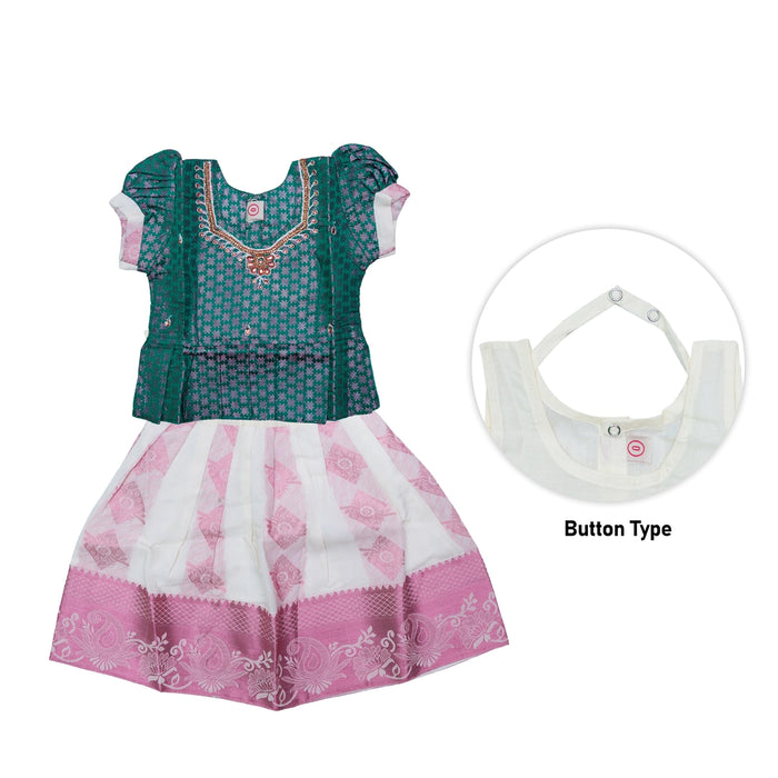 Kerala Cotton Pattu Pavadai Sattai Pair | Size 0/Traditional Dress/Skirt And Top For Baby Girls/Assorted Colour