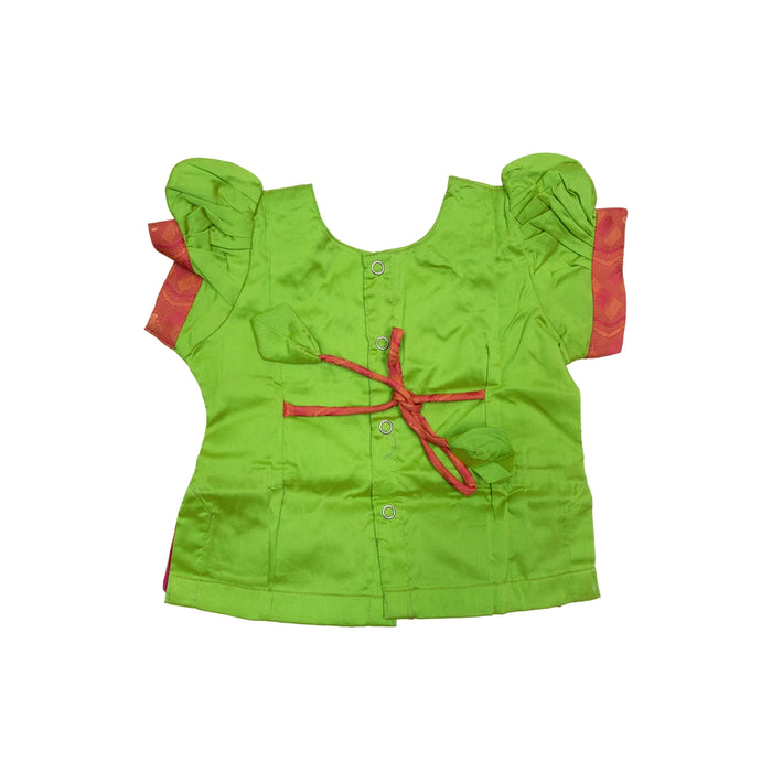 Pattu Pavadai Sattai Pair - Size 0 | Jacquard Skirt And Top/Traditional Dress For Baby Girls/ Assorted Colour