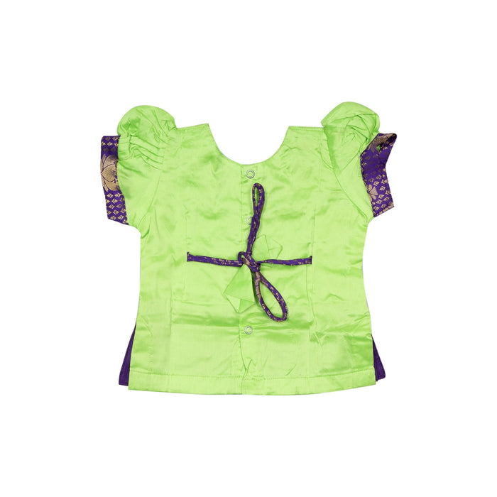 Pattu Pavadai Sattai Pair - Size 0 | Jacquard Skirt And Top/Traditional Dress For Baby Girls/ Assorted Colour