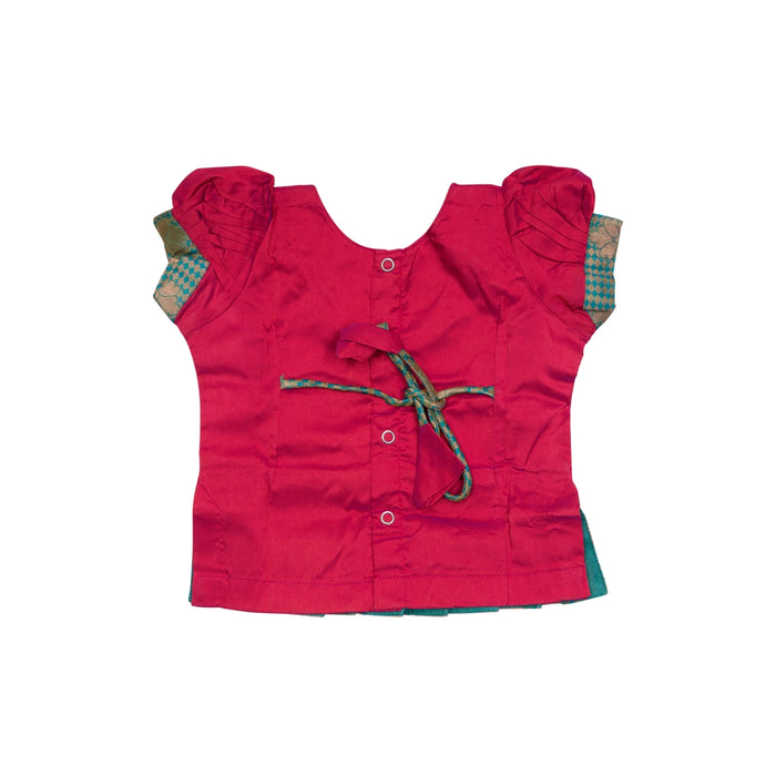 Pattu Pavadai Sattai Pair - Size 0 | Jacquard Skirt And Top/Traditional Dress For Baby Girls/ Assorted Colour