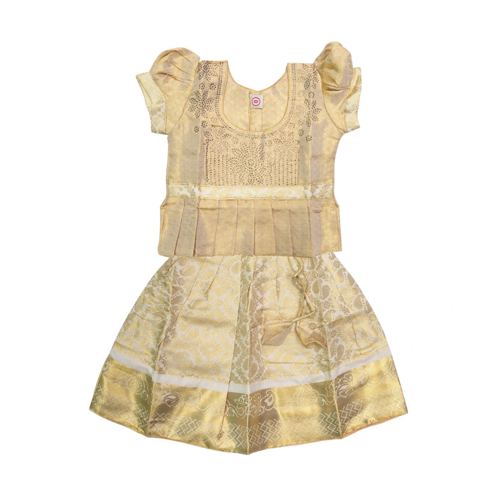 Pattu Pavadai Sattai Pair - Size 0 | Skirt And Top/ Traditional Dress For Baby Girls/ Assorted Colour & Design