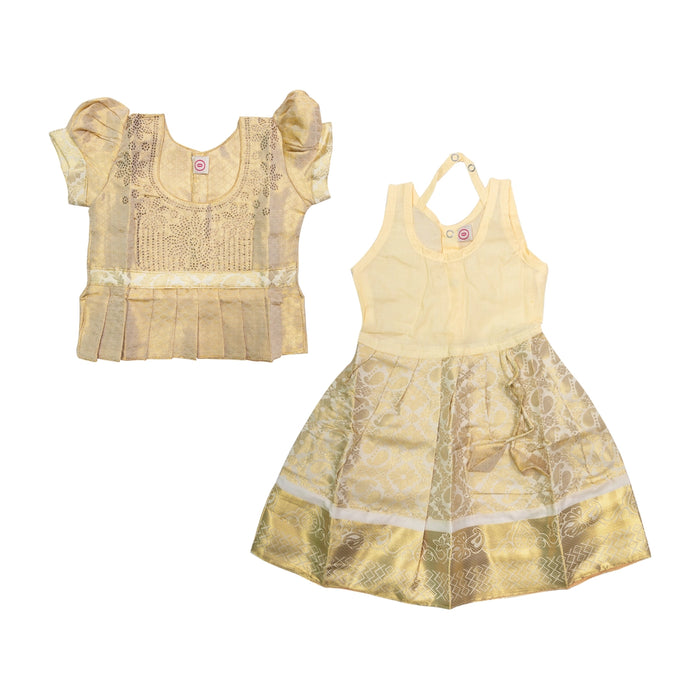 Pattu Pavadai Sattai Pair - Size 0 | Skirt And Top/ Traditional Dress For Baby Girls/ Assorted Colour & Design