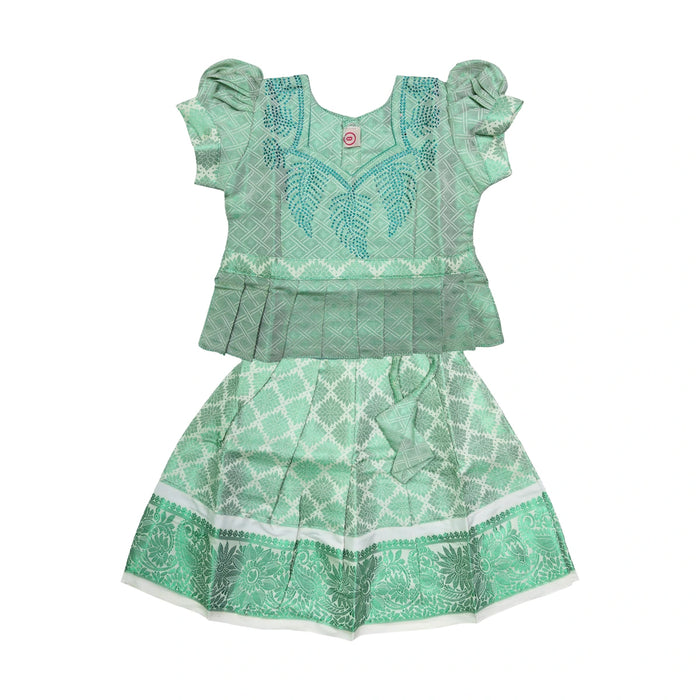 Pattu Pavadai Sattai Pair - Size 0 | Skirt And Top/ Traditional Dress For Baby Girls/ Assorted Colour & Design