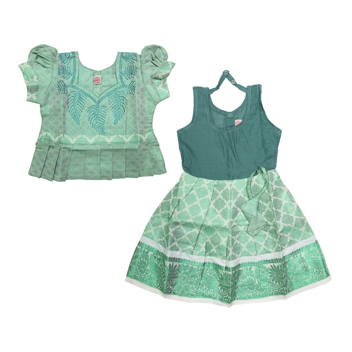 Pattu Pavadai Sattai Pair - Size 0 | Skirt And Top/ Traditional Dress For Baby Girls/ Assorted Colour & Design