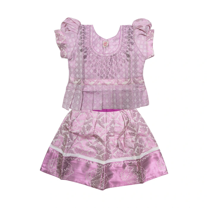 Pattu Pavadai Sattai Pair - Size 0 | Skirt And Top/ Traditional Dress For Baby Girls/ Assorted Colour & Design