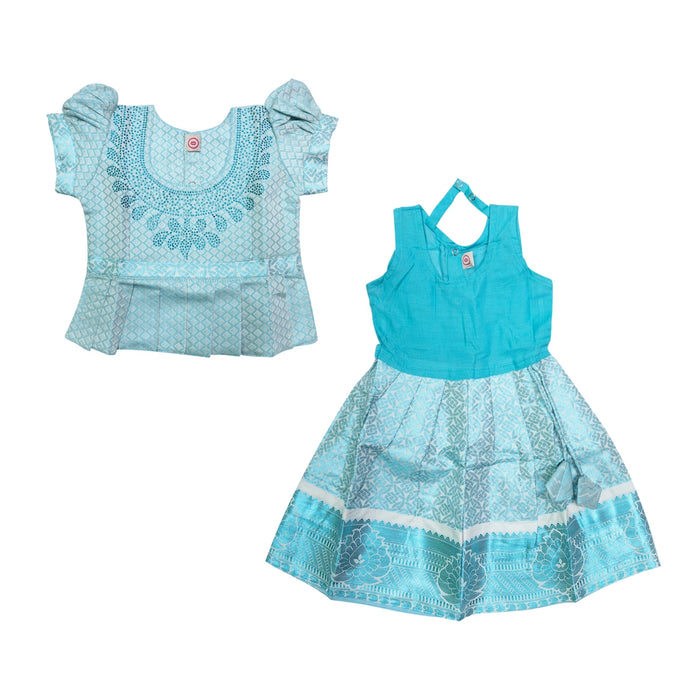 Pattu Pavadai Sattai Pair - Size 0 | Skirt And Top/ Traditional Dress For Baby Girls/ Assorted Colour & Design