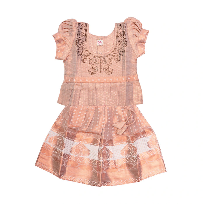 Pattu Pavadai Sattai Pair - Size 0 | Skirt And Top/ Traditional Dress For Baby Girls/ Assorted Colour & Design