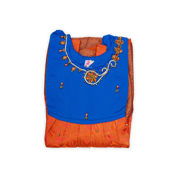 Pattu Frock Dress - Size 6 Month | Readymade Dress/ Jacquard Gown Dress For Baby Girls/ Assorted Colour&Design