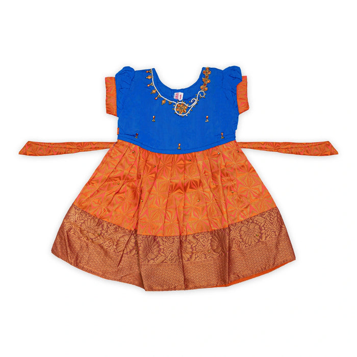 Pattu Frock Dress - Size 6 Month | Readymade Dress/ Jacquard Gown Dress For Baby Girls/ Assorted Colour&Design