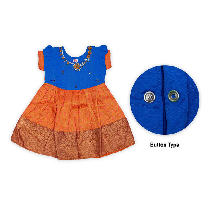 Pattu Frock Dress - Size 6 Month | Readymade Dress/ Jacquard Gown Dress For Baby Girls/ Assorted Colour&Design