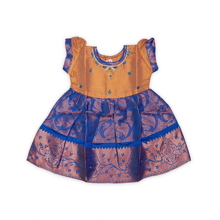 Pattu Frock Dress - Size 6 Month | Readymade Dress/ Jacquard Gown Dress For Baby Girls/ Assorted Colour&Design