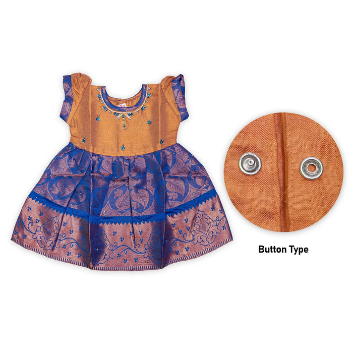 Pattu Frock Dress - Size 6 Month | Readymade Dress/ Jacquard Gown Dress For Baby Girls/ Assorted Colour&Design