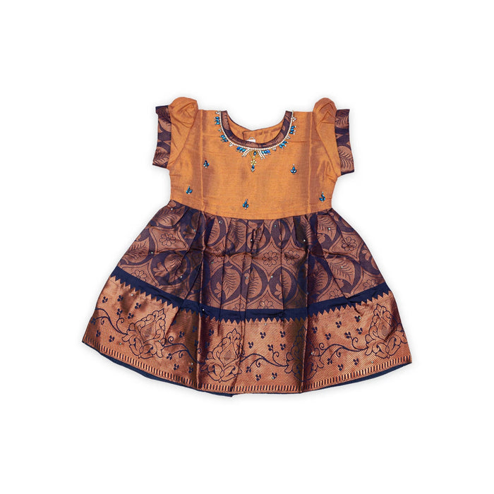 Pattu Frock Dress - Size 6 Month | Readymade Dress/ Jacquard Gown Dress For Baby Girls/ Assorted Colour&Design