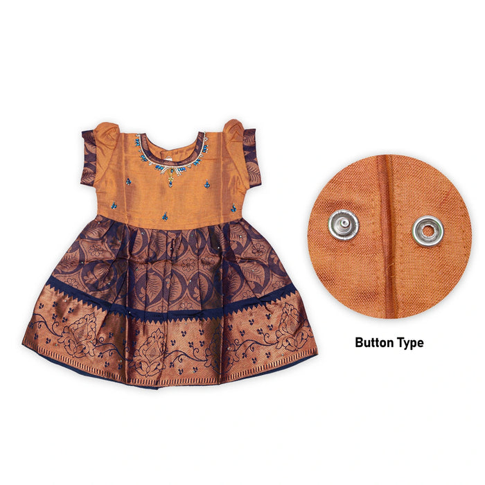 Pattu Frock Dress - Size 6 Month | Readymade Dress/ Jacquard Gown Dress For Baby Girls/ Assorted Colour&Design