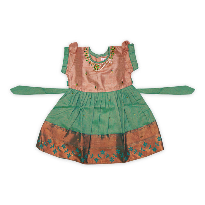 Pattu Frock Dress - Size 6 Month | Readymade Dress/ Jacquard Gown Dress For Baby Girls/ Assorted Colour&Design