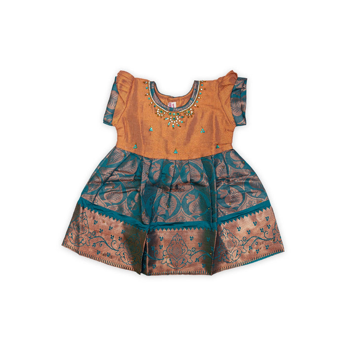 Pattu Frock Dress - Size 6 Month | Readymade Dress/ Jacquard Gown Dress For Baby Girls/ Assorted Colour&Design