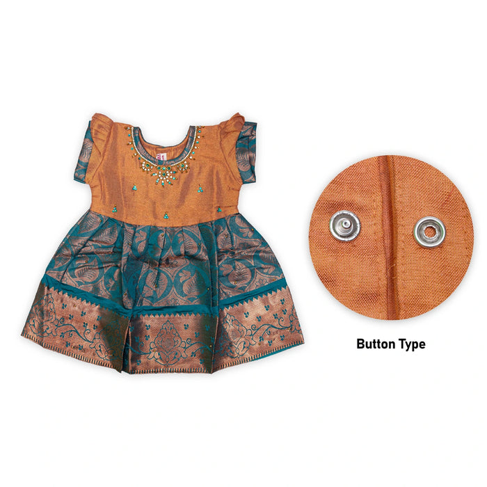 Pattu Frock Dress - Size 6 Month | Readymade Dress/ Jacquard Gown Dress For Baby Girls/ Assorted Colour&Design