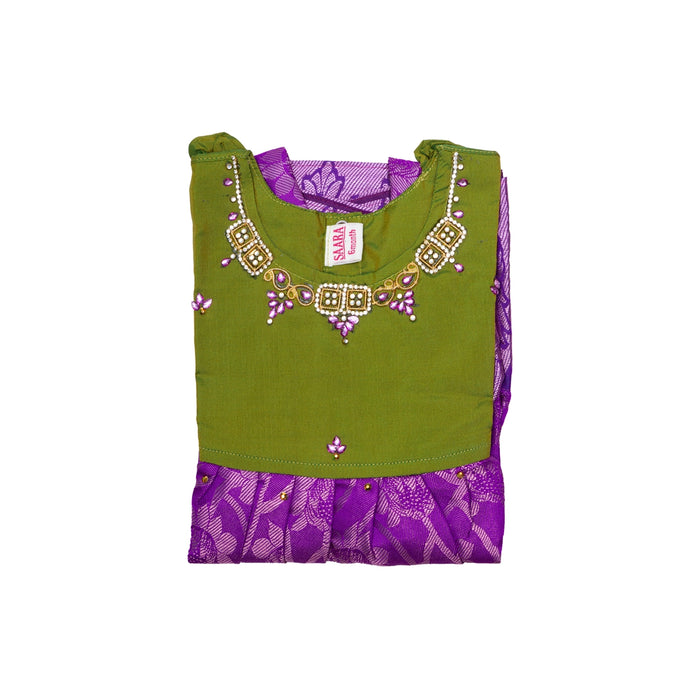 Pattu Frock Dress - Size 6 Month | Readymade Dress/ Varanasi Gown Dress For Baby Girls/ Assorted Colour&Design