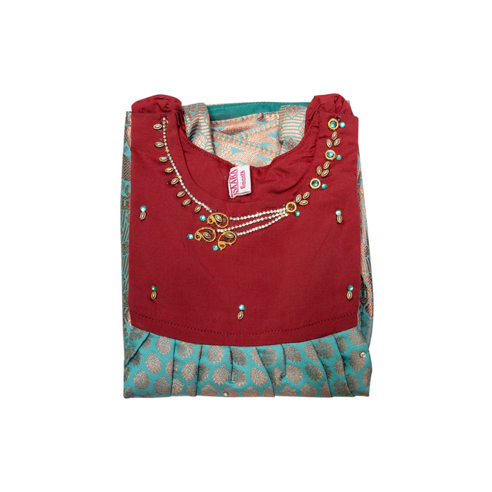 Pattu Frock Dress - Size 6 Month | Readymade Dress/ Varanasi Gown Dress For Baby Girls/ Assorted Colour&Design