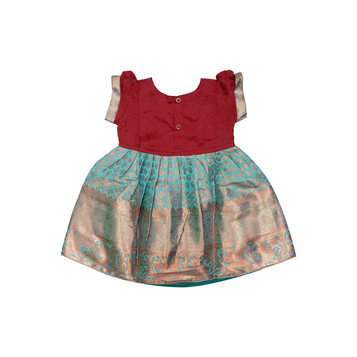 Pattu Frock Dress - Size 6 Month | Readymade Dress/ Varanasi Gown Dress For Baby Girls/ Assorted Colour&Design