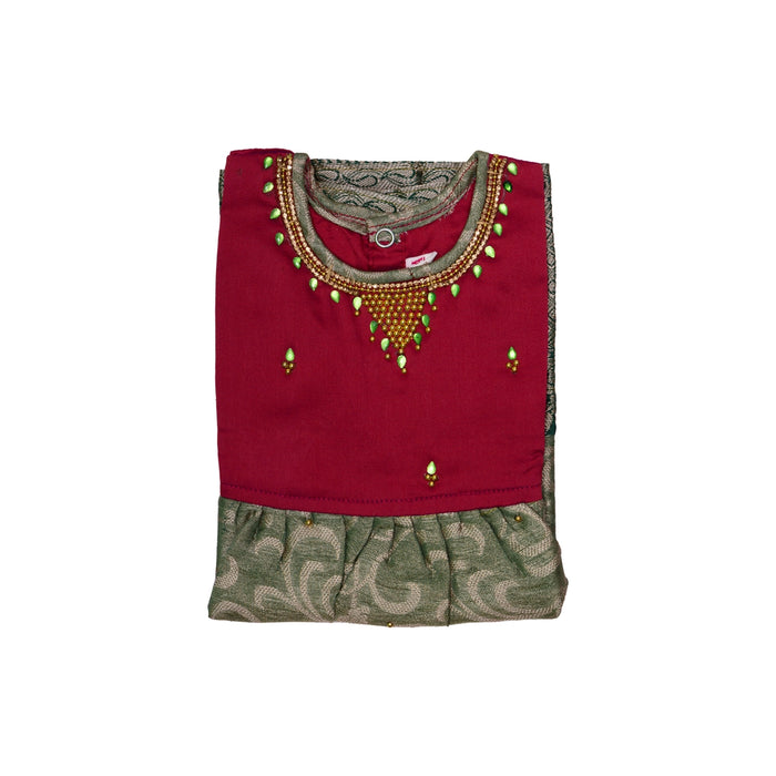 Pattu Frock Dress - Size 6 Month | Readymade Dress/ Varanasi Gown Dress For Baby Girls/ Assorted Colour&Design